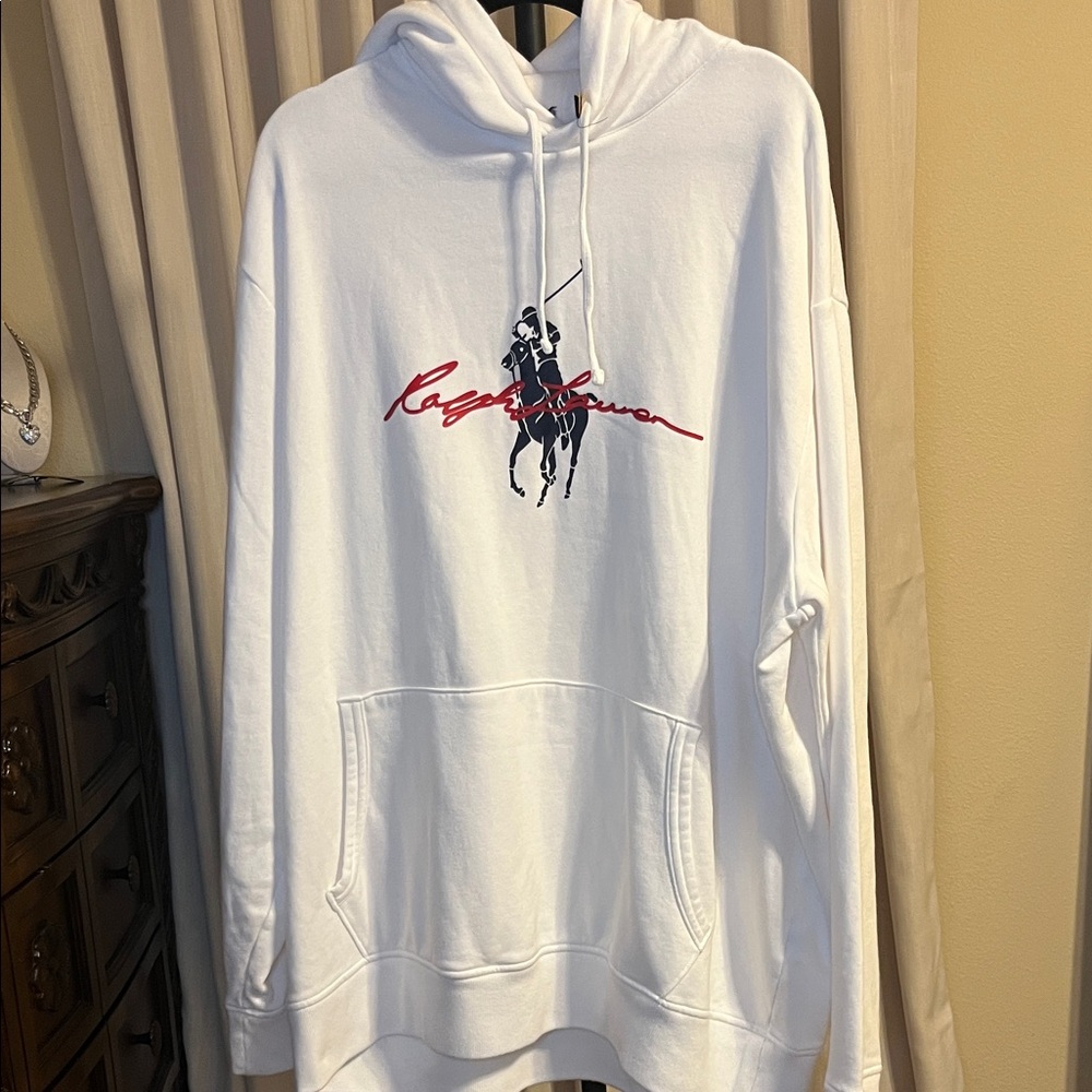 Ralph Lauren White Hoodie with Red Logo